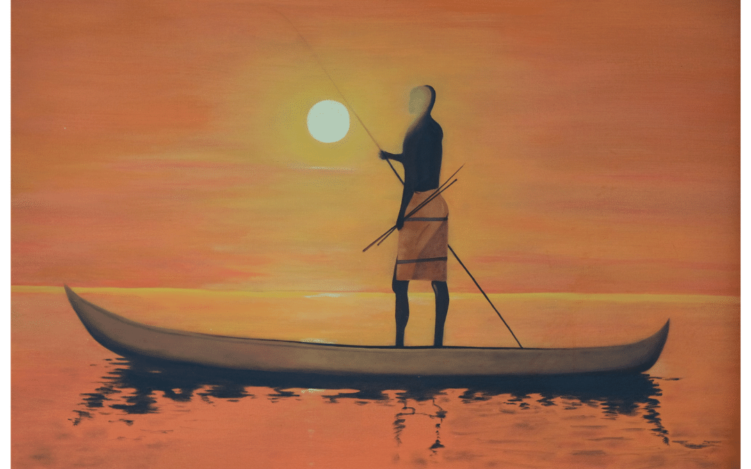 Pêcheur africain sur sa pirogue